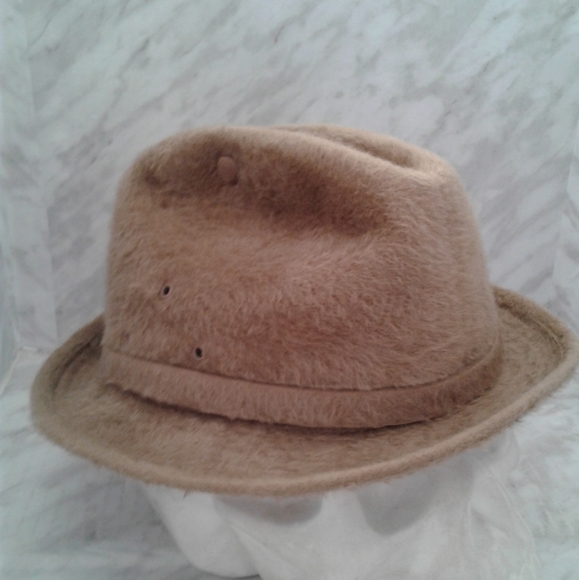 Borsalino Fedora Fur felt hat cap Size 6 7/8 (55) Made in Italy beige camel 1857 - Picture 3 of 9